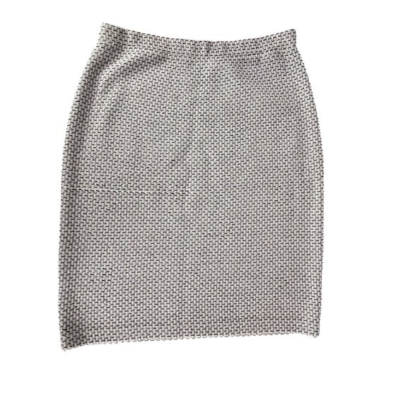 St. John Collection Dresses & Skirts - ST.JOHN COLLECTION Women's Ivory Blue Weave Pencil Straight Stretch Skirt Medium